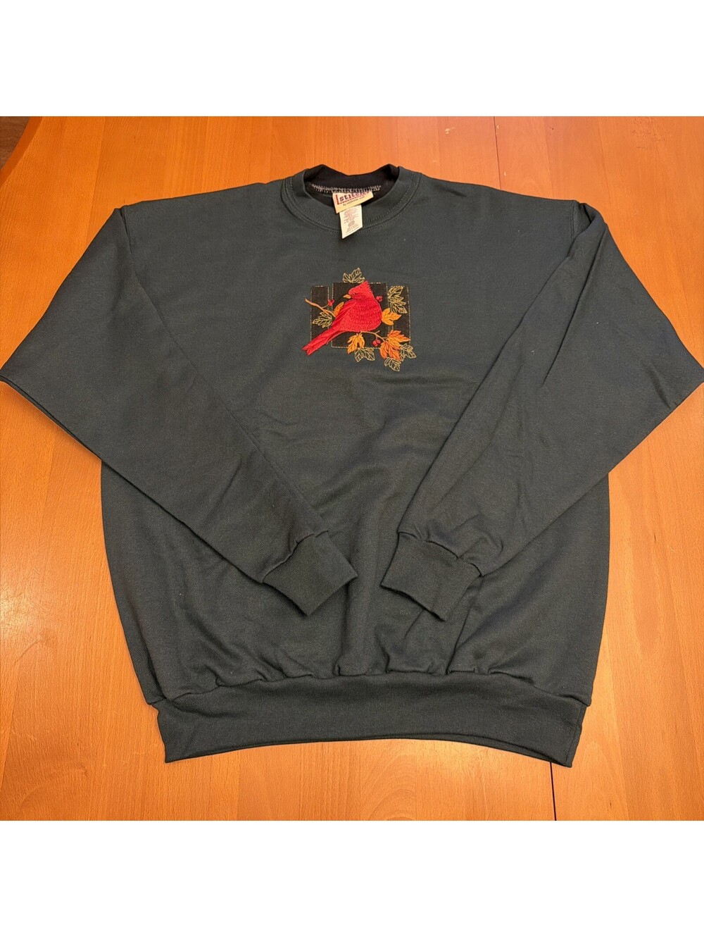Vintage Top Stitch By Morning Sun Sweatshirt Green Cardinal Bird - Women’s L